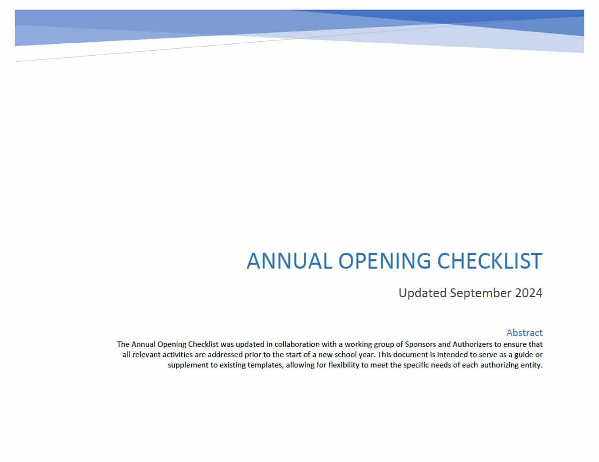 Annual Opening Checklist